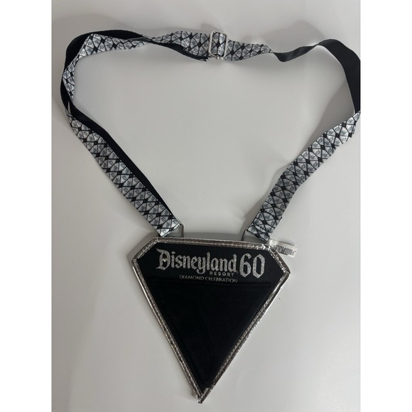 Disney Other - Disneyland 60 Diamond Celebration‎ Pin Lanyard & Pouch NEW Disney Black Silver